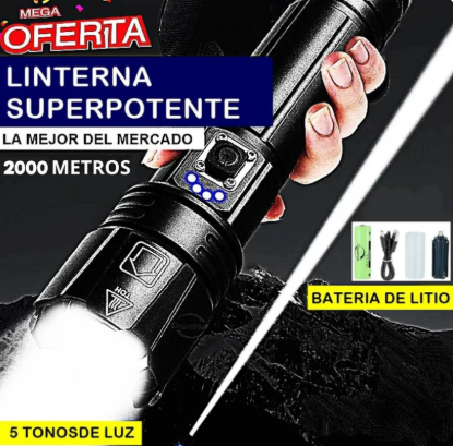 🔦 Linterna LED XHP 390 – Super Brillante🔦