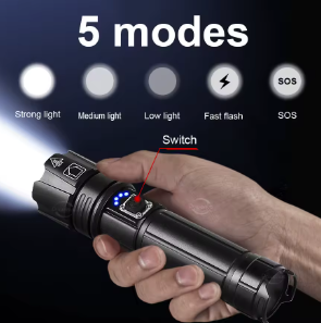 🔦 Linterna LED XHP 390 – Super Brillante🔦